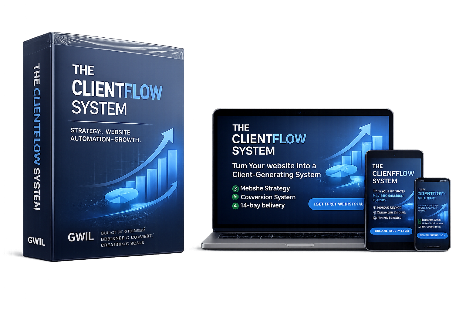 The ClientFlow System works across laptop, tablet and phone to turn your website into a client-generating system