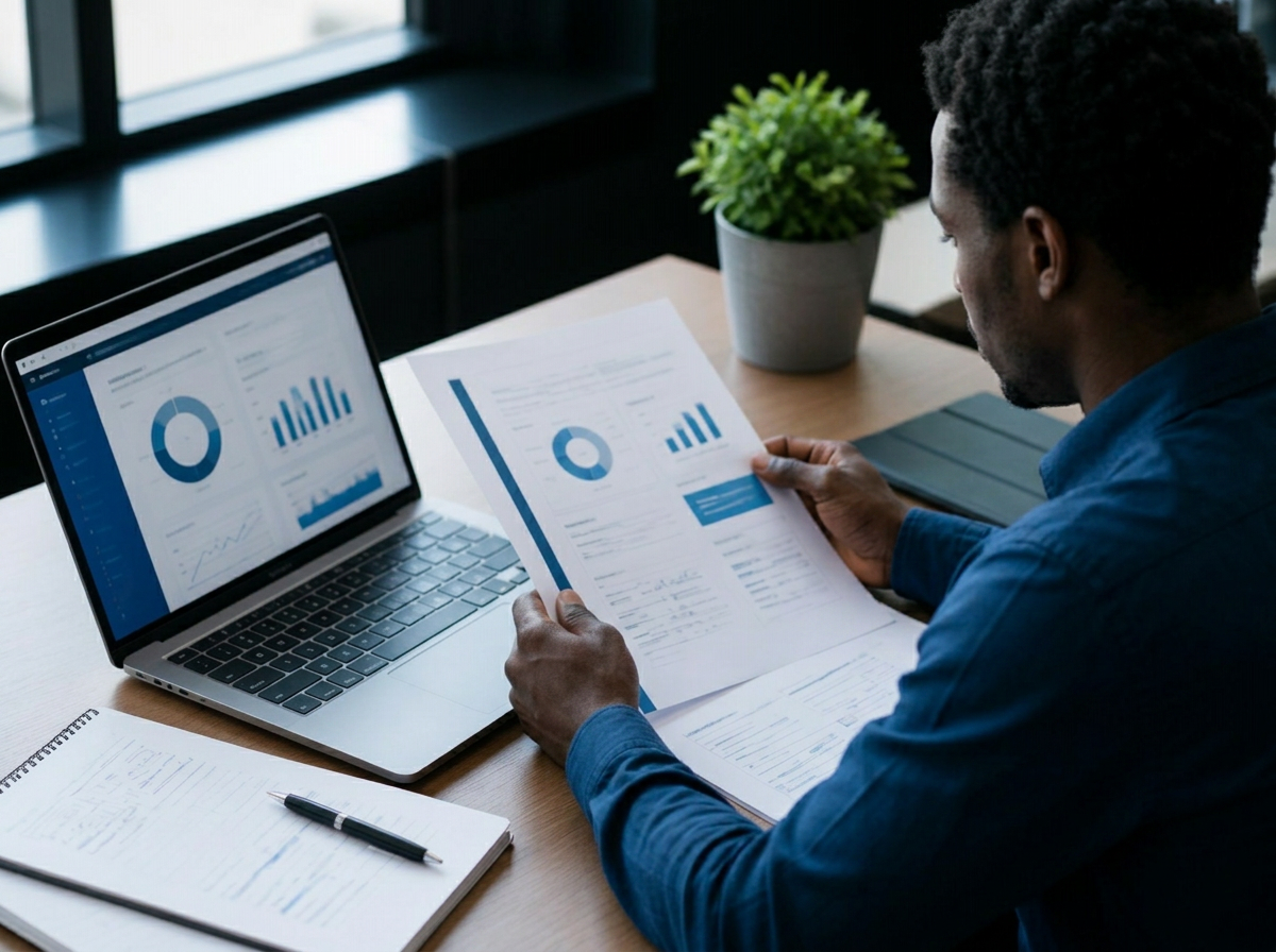 Business owner working through a website conversion audit checklist