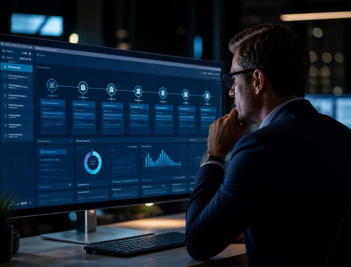 Strategist mapping a digital conversion system from business to customer