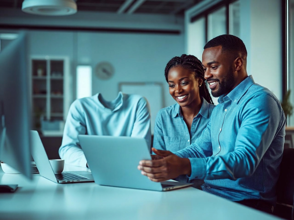 A small business team reviewing website performance together